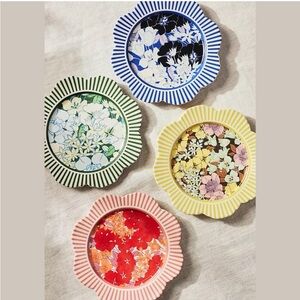 Anthropologie Lyla Floral Dessert Plates Set of 4